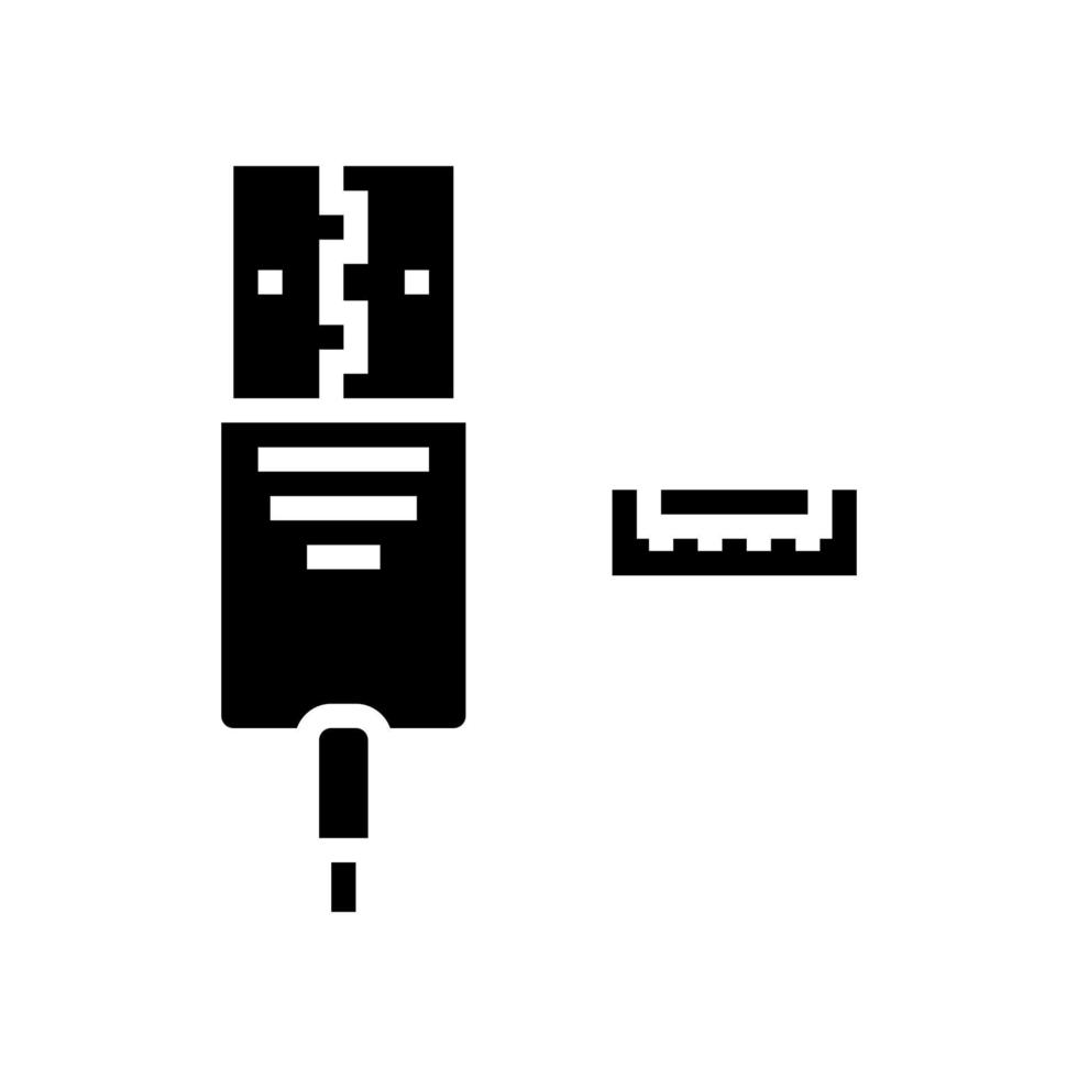 usb escriba una ilustración de vector de icono de glifo