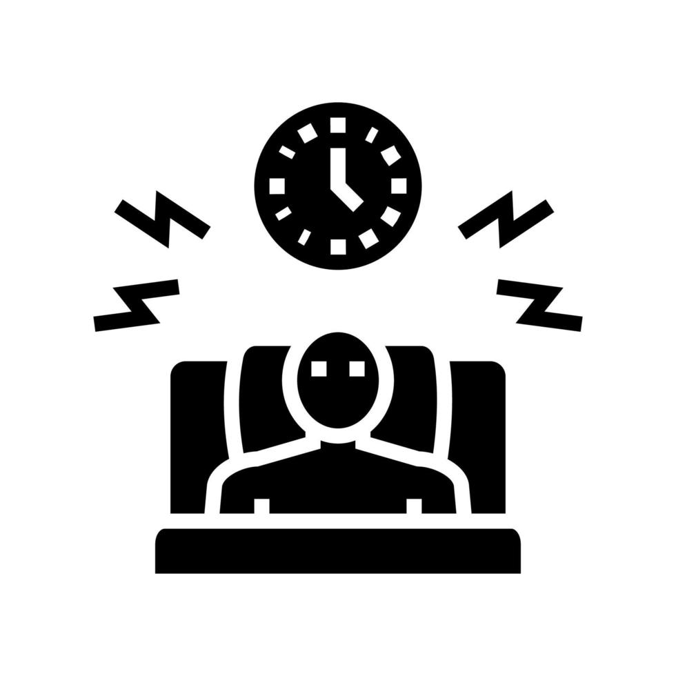 despertarse demasiado temprano icono de glifo ilustración vectorial vector