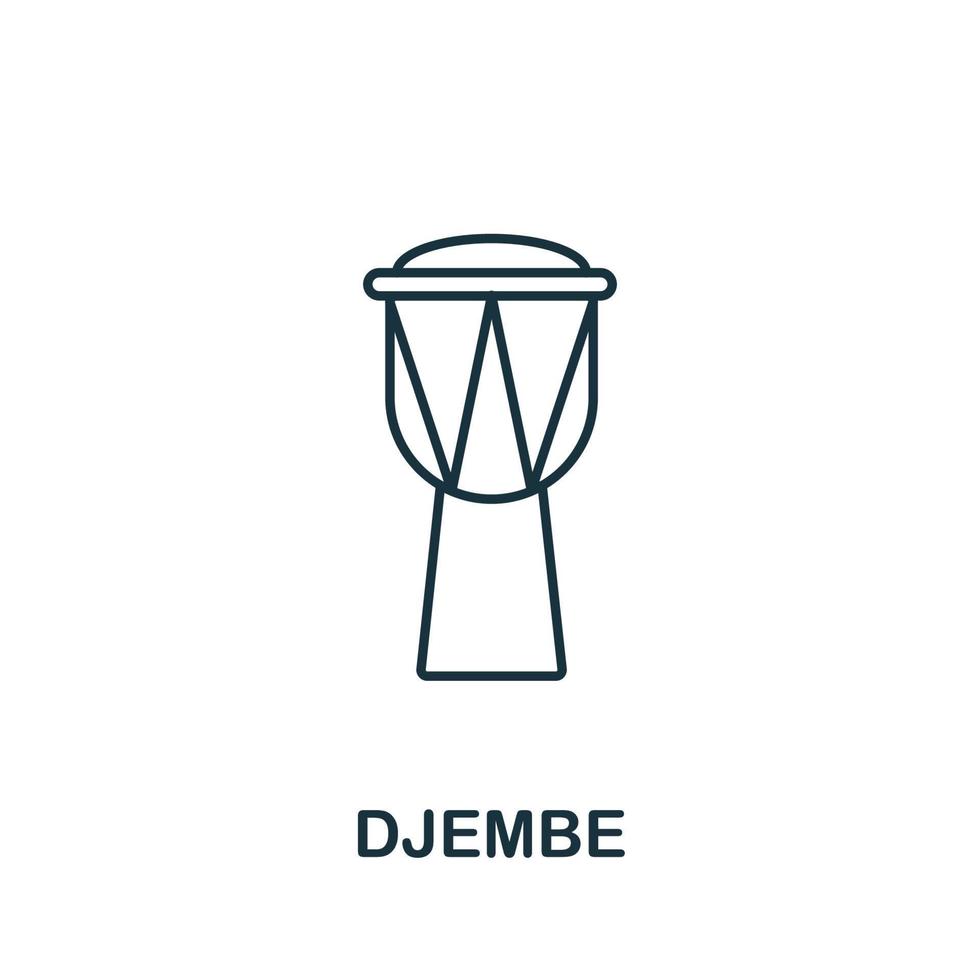 Djembe icon from music collection. Simple line Djembe icon for templates, web design and infographics vector