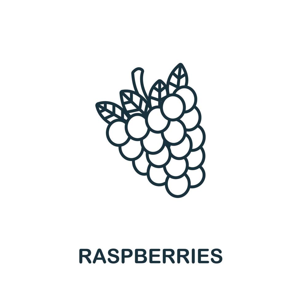 Raspberries icon from fruits collection. Simple line element Raspberries symbol for templates, web design and infographics vector