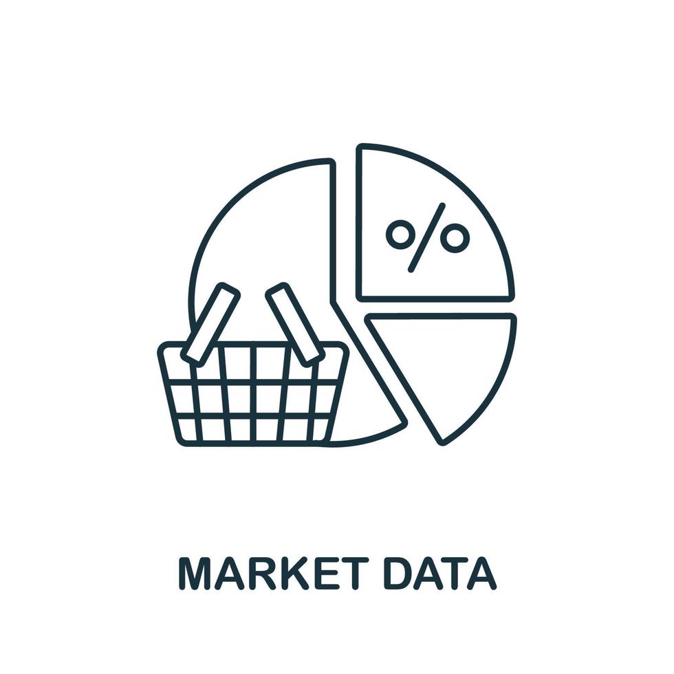 icono de datos de mercado. símbolo creativo simple de la colección fintech. icono de datos de mercado de línea para plantillas, diseño web e infografía vector