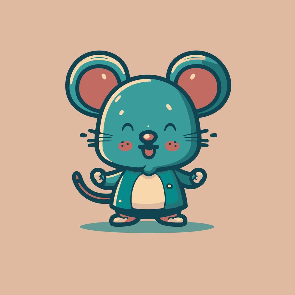 cute mouse character mascot logo cartoon vector illustration