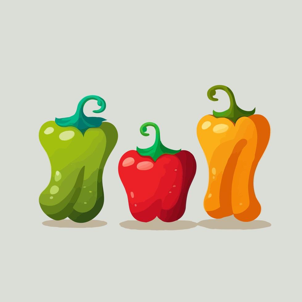 sweet pepper, red, green, yellow paprika, isolated on white background vector