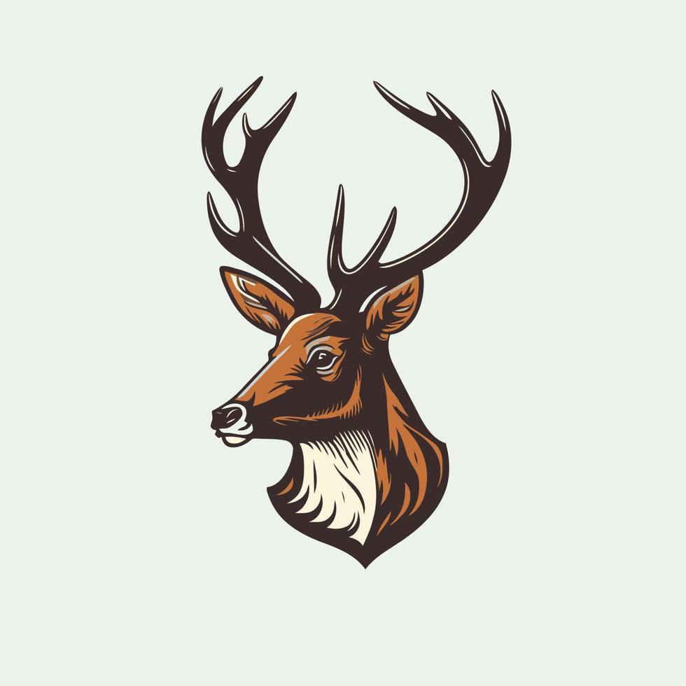 ilustración de icono de mascota de logotipo de cabeza de ciervo sobre fondo aislado vector
