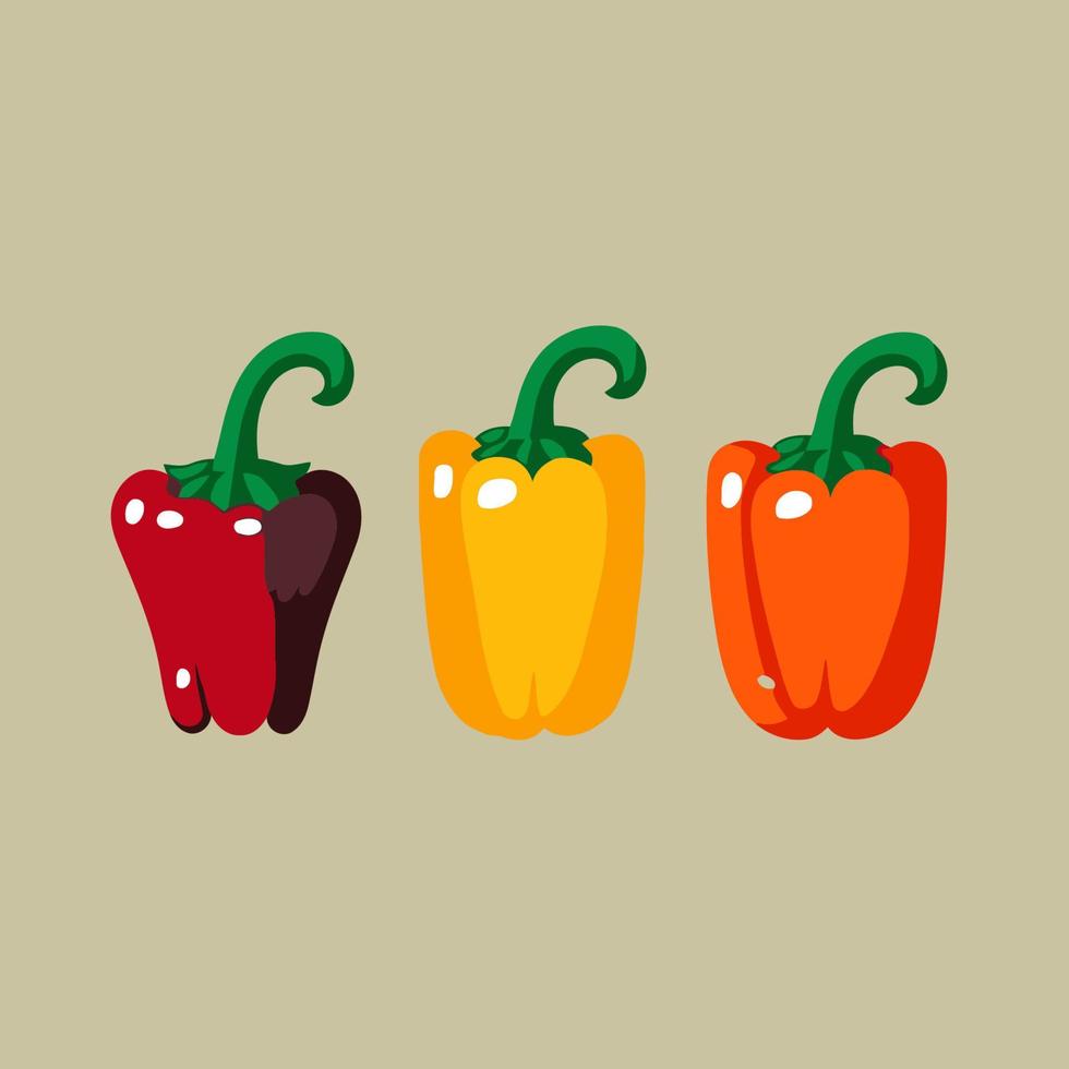 sweet pepper, red, green, yellow paprika, isolated on white background vector