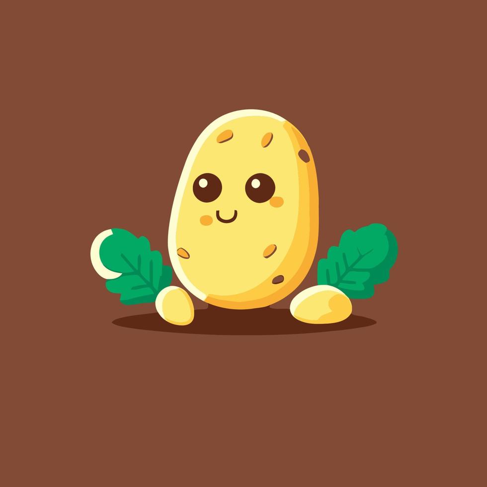 illustration of cute potato character mascot in vector cartoon flat color