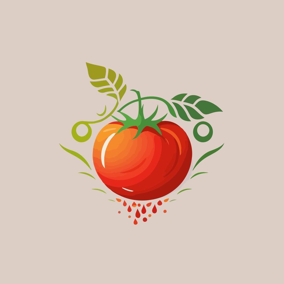 Ilustración de vector de diseño de logotipo de tomate rojo