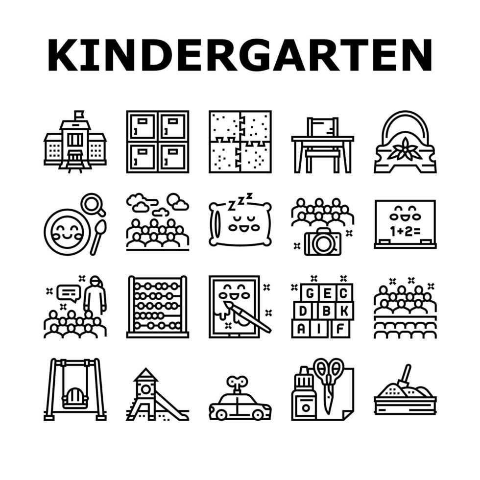 Kindergarten Activity Collection Icons Set Vector