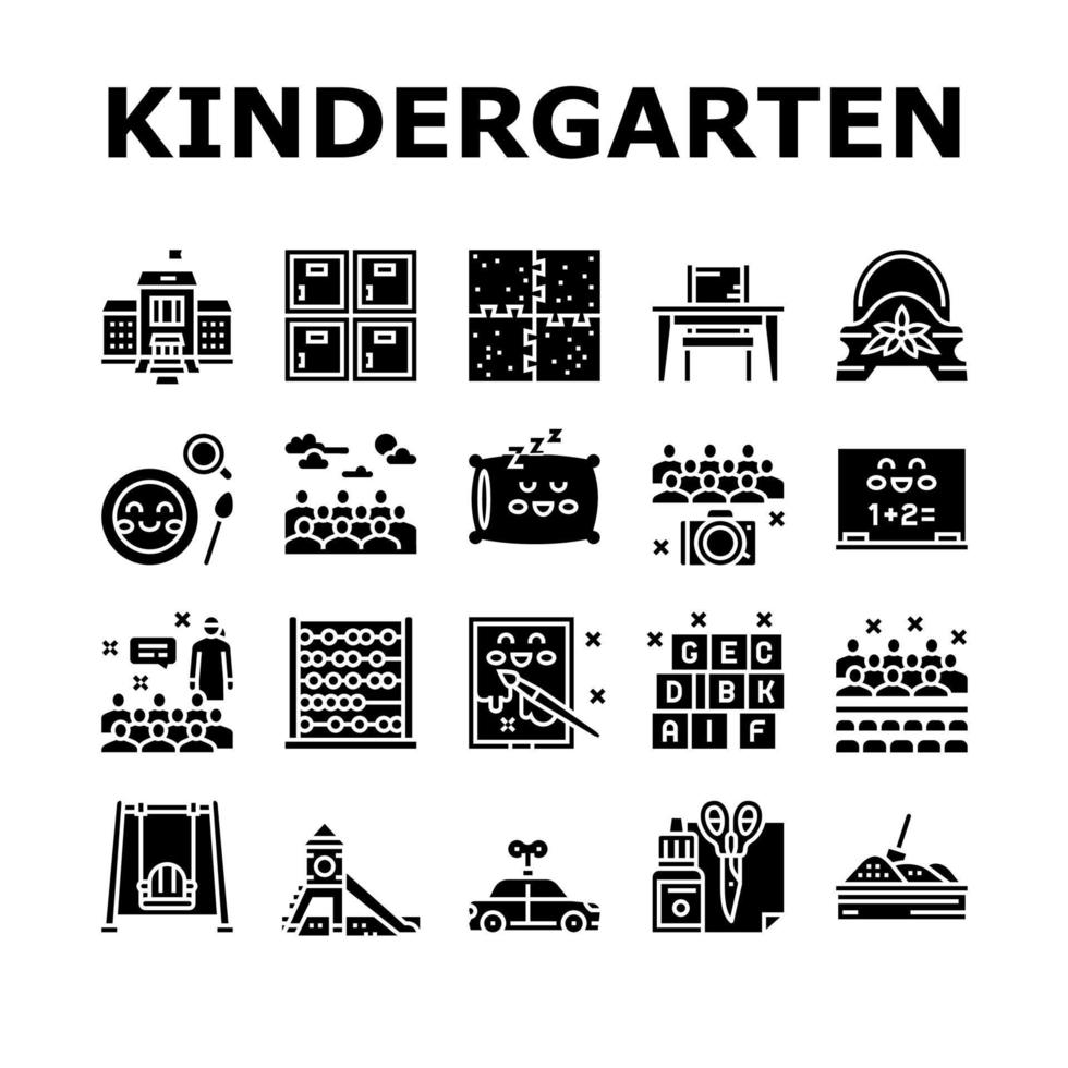 Kindergarten Activity Collection Icons Set Vector