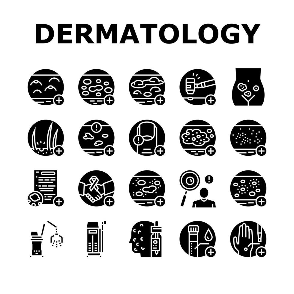 conjunto de iconos de colección de problemas dermatológicos vector