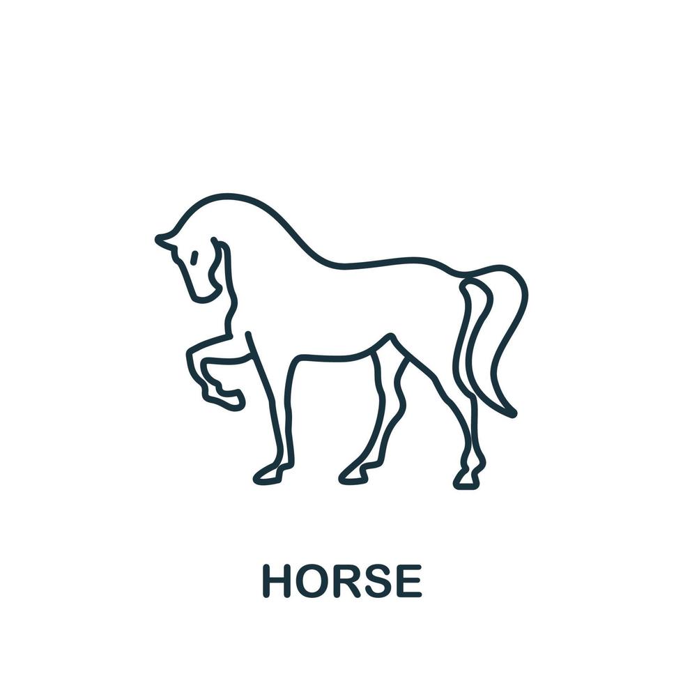 icono de caballo de la colección de animales domésticos. símbolo de caballo de elemento de línea simple para plantillas, diseño web e infografía vector