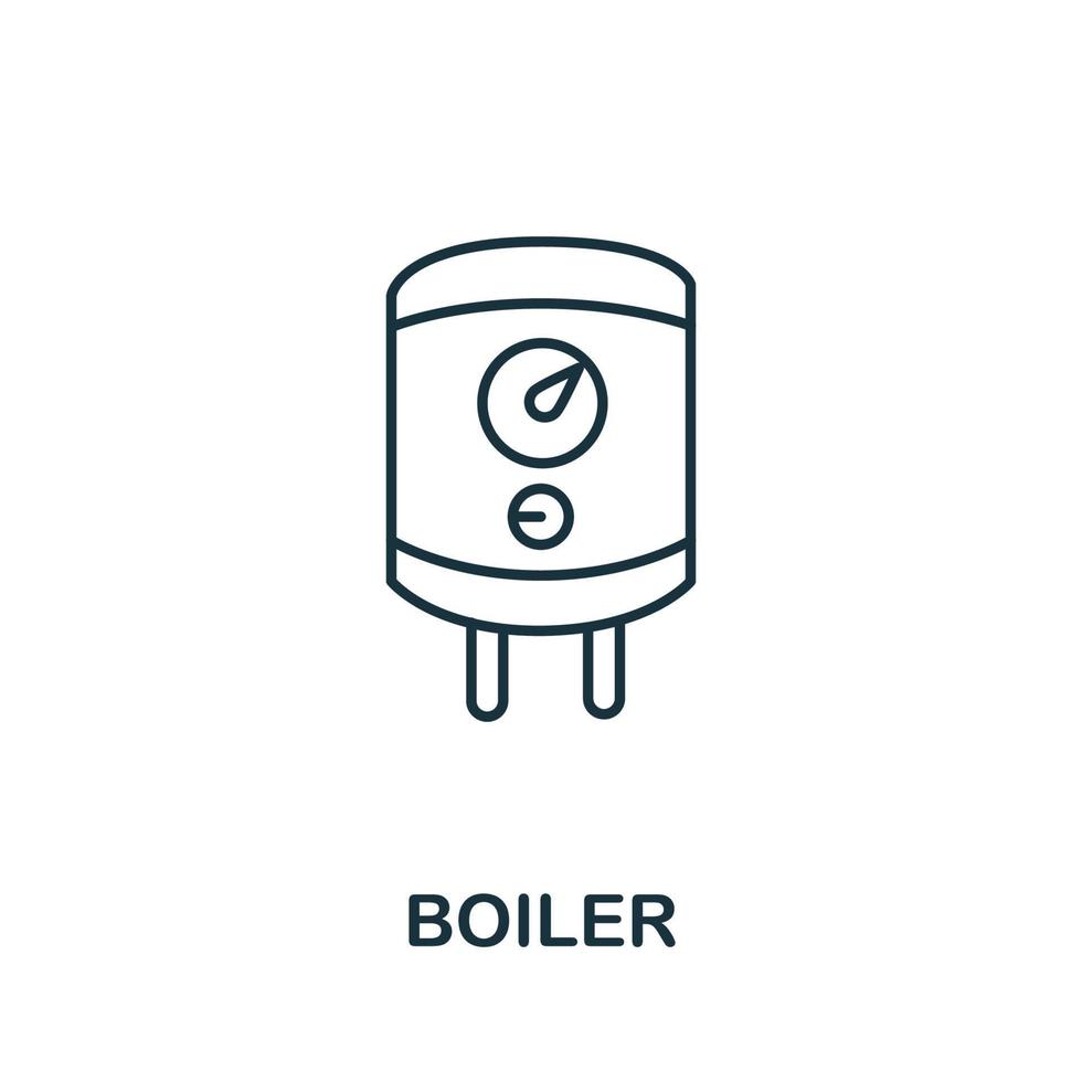 icono de caldera de la colección doméstica. icono de caldera de línea simple para plantillas, diseño web e infografía vector