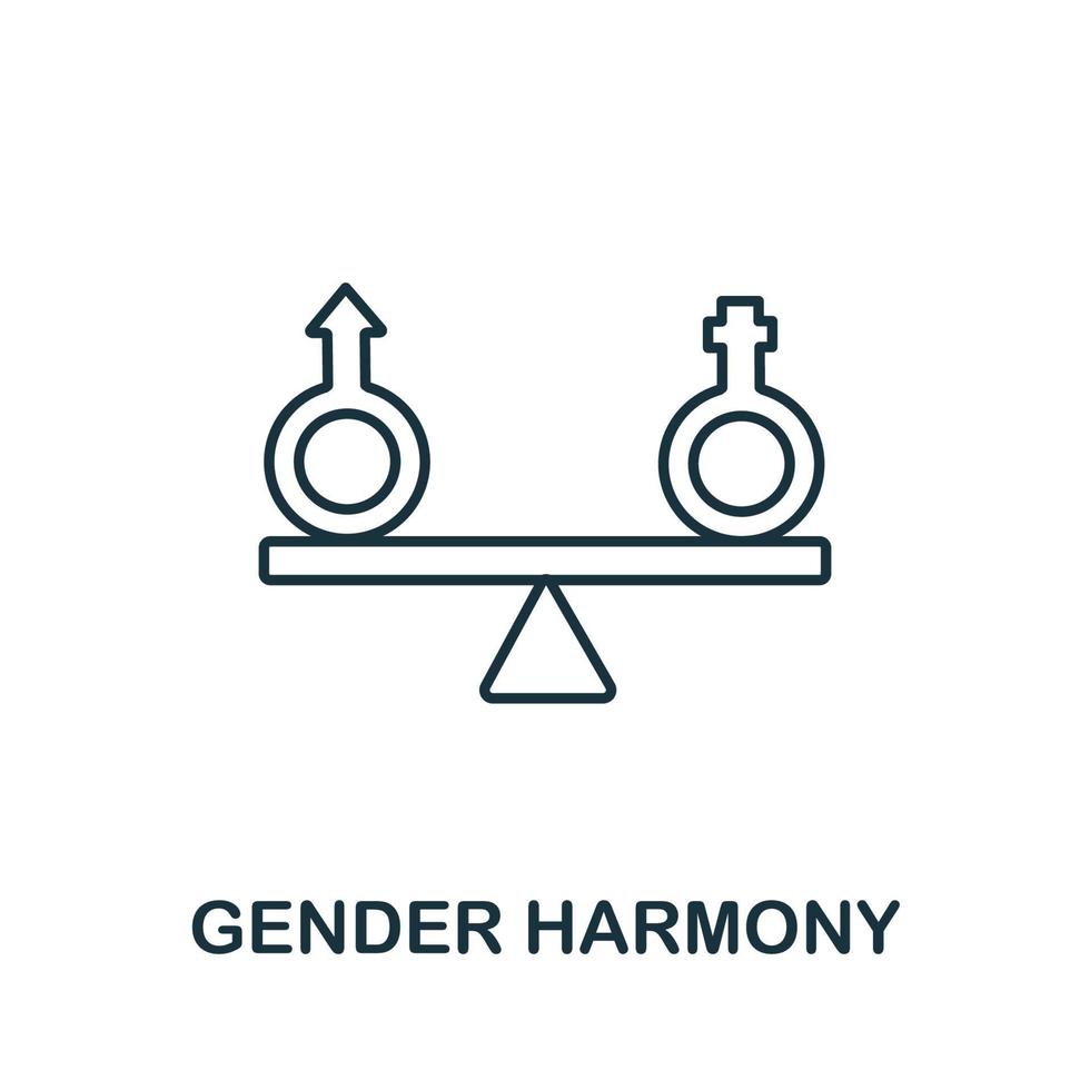 Gender Harmony icon from life skills collection. Simple line Gender Harmony icon for templates, web design and infographics vector