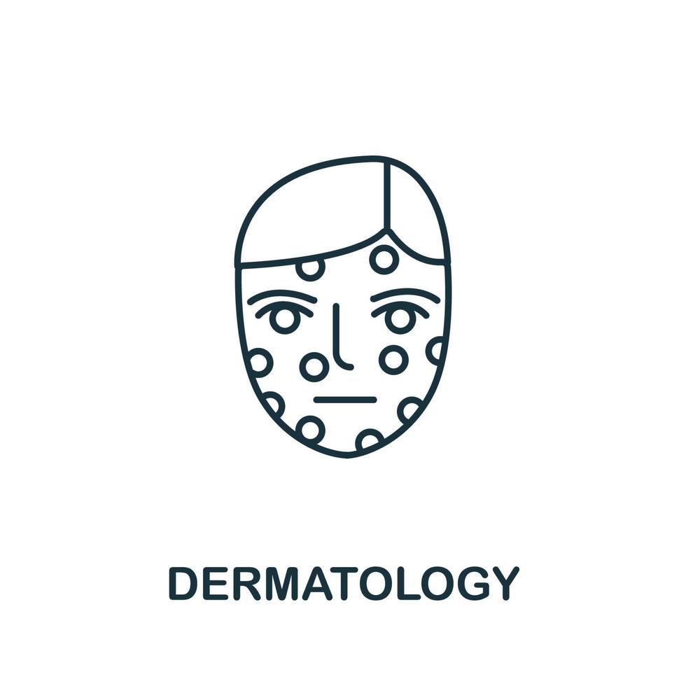 ícono de dermatología de la colección médica. símbolo de dermatología de elemento de línea simple para plantillas, diseño web e infografía vector