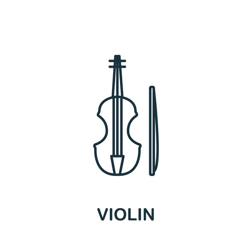 ícono de violín de la colección de música. icono de violín de línea simple para plantillas, diseño web e infografía vector