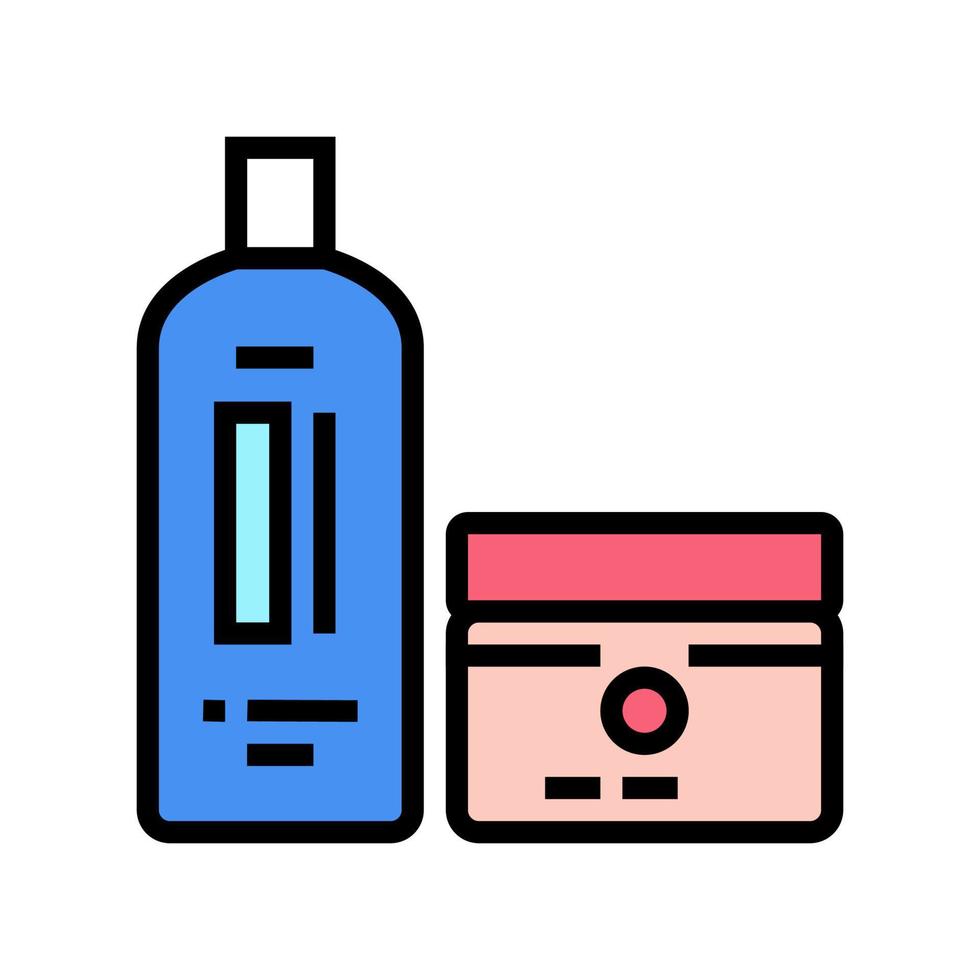 Ilustración de vector de icono de color de paquetes de alisador de cabello y perm