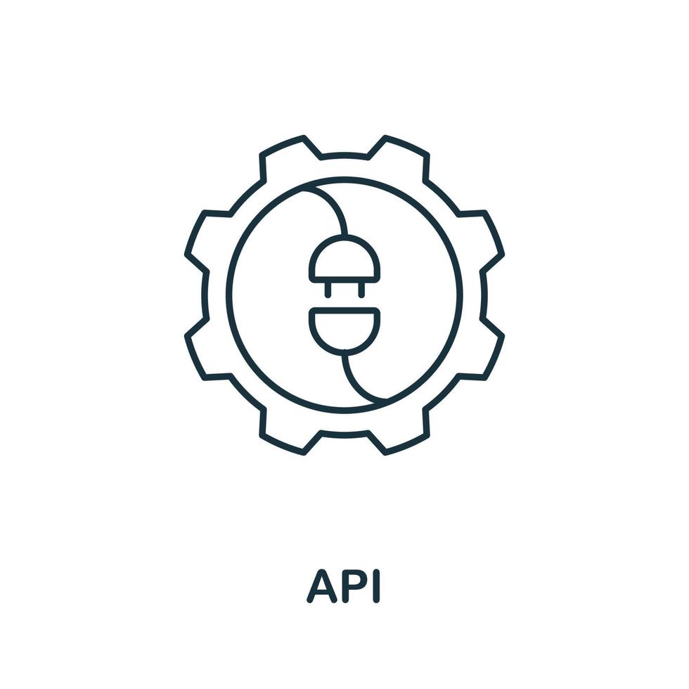 Api icon. Creative simple symbol from fintech collection. Line Api icon for templates, web design and infographics vector