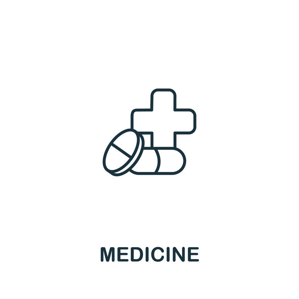 Medicine icon from elderly care collection. Simple line element Medicine symbol for templates, web design and infographics vector