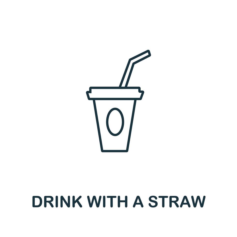 Drink With A Straw icon from fastfood collection. Simple line element Drink With A Straw symbol for templates, web design and infographics vector