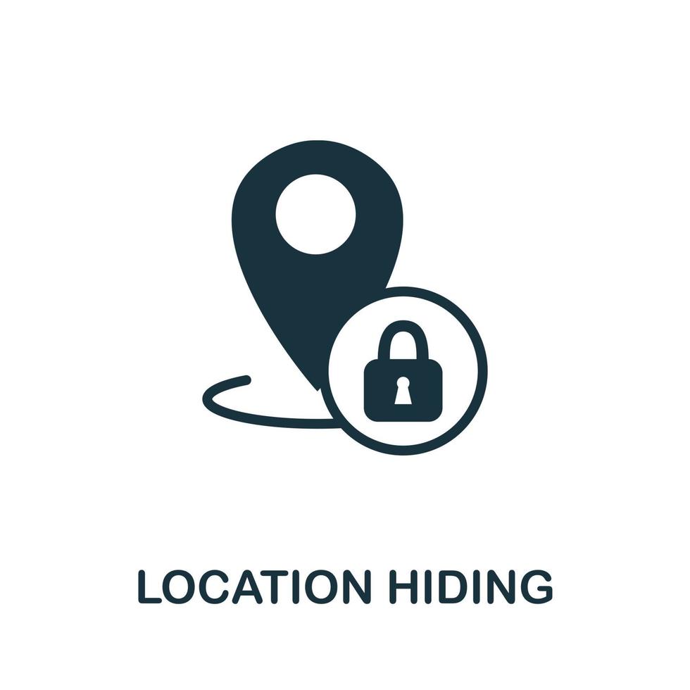icono de ocultación de ubicación. icono de ocultación de ubicación simple monocromática para plantillas, diseño web e infografía vector