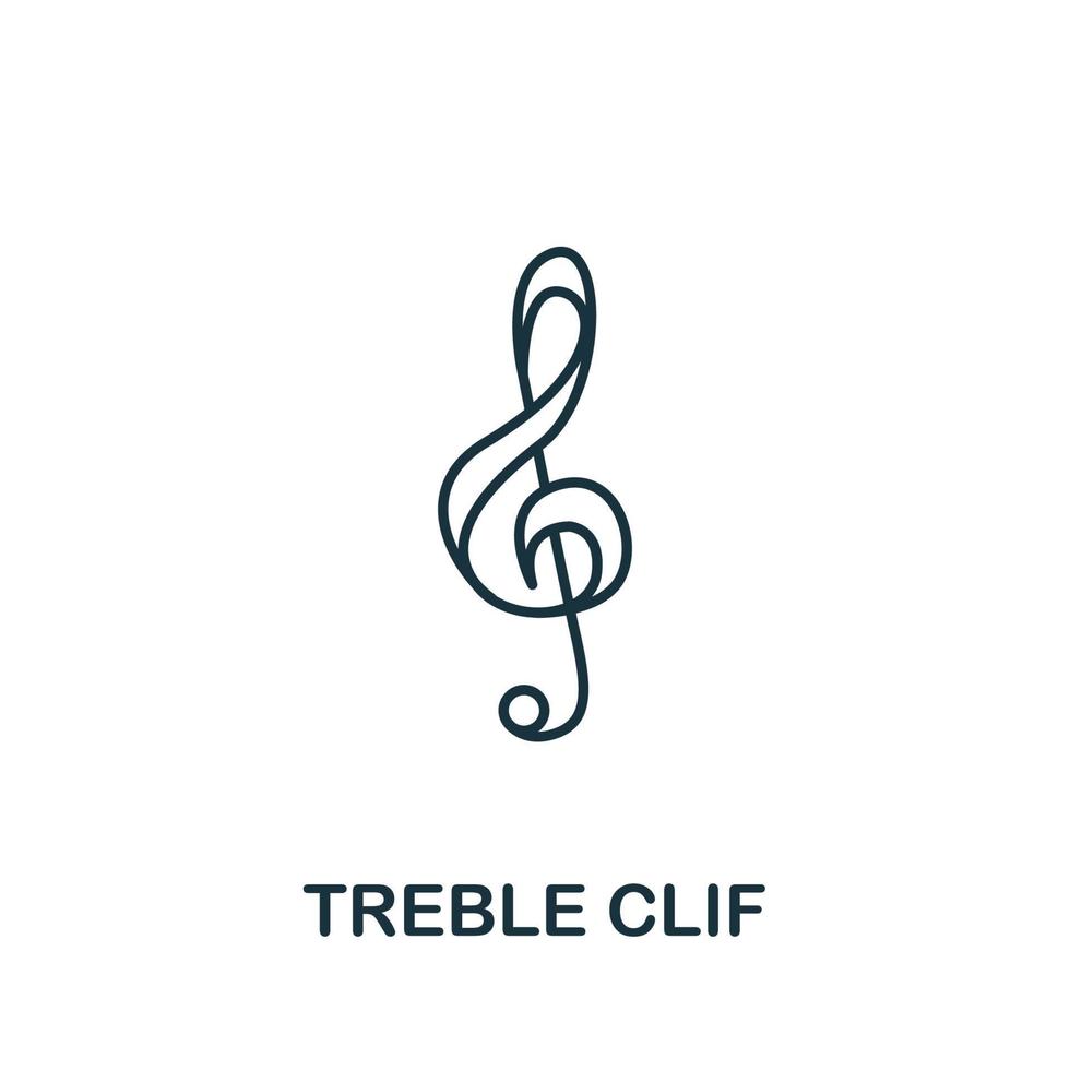 Treble Clef icon from music collection. Simple line Treble Clef icon for templates, web design and infographics vector