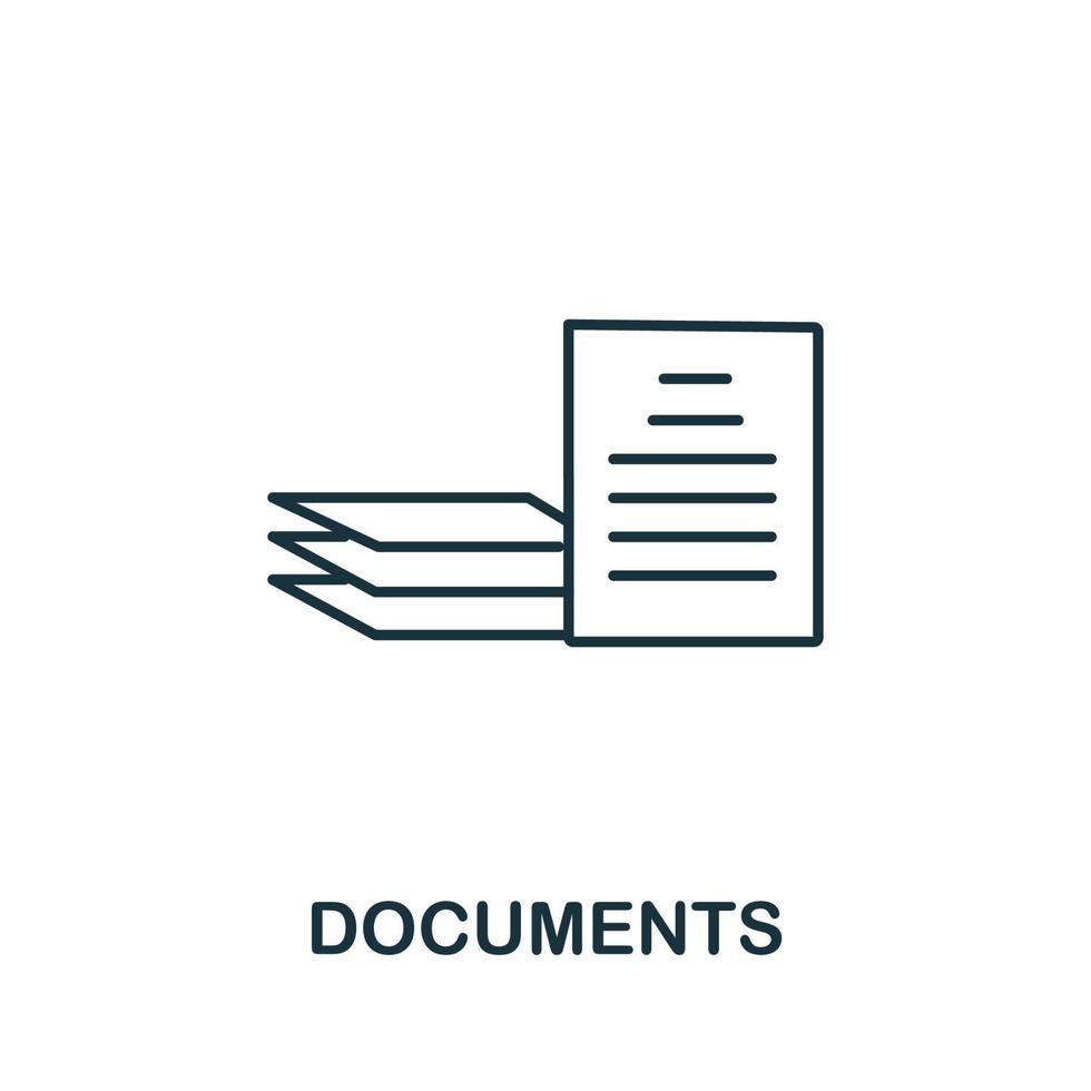 Documents icon from office tools collection. Simple line Documents icon for templates, web design and infographics vector