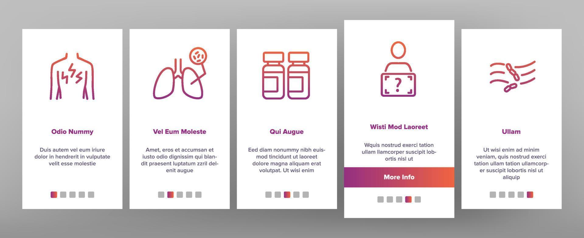 Tuberculosis Disease Onboarding Icons Set Vector