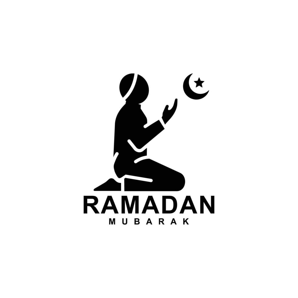 logotipo de Ramadán. Ilustración de vector de icono plano simple de oración islámica