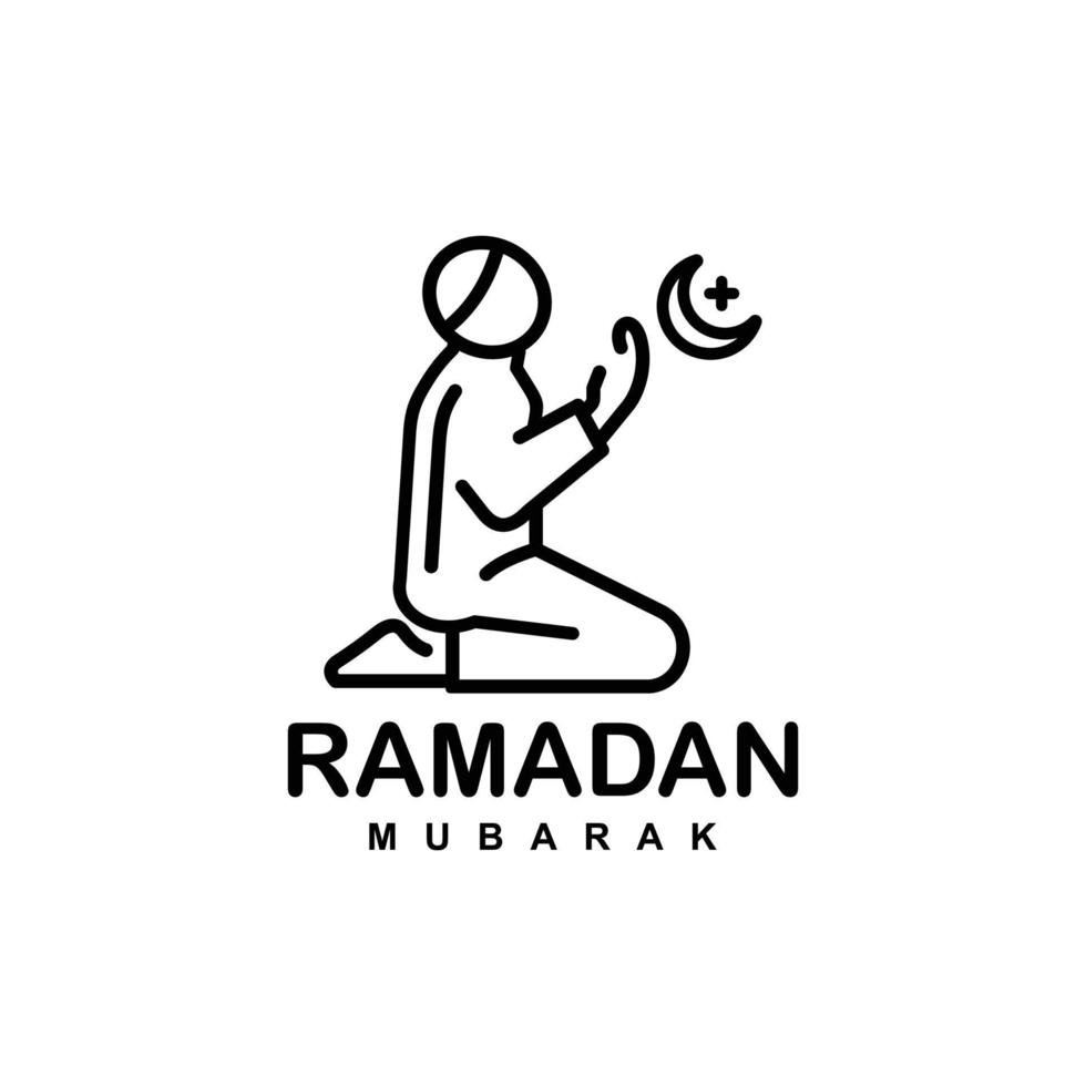 logotipo de Ramadán. Ilustración de vector de icono plano simple de oración islámica