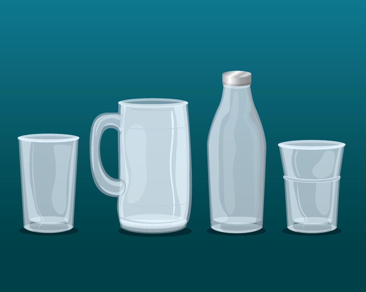 mockup, transparent glasses empty icons vector