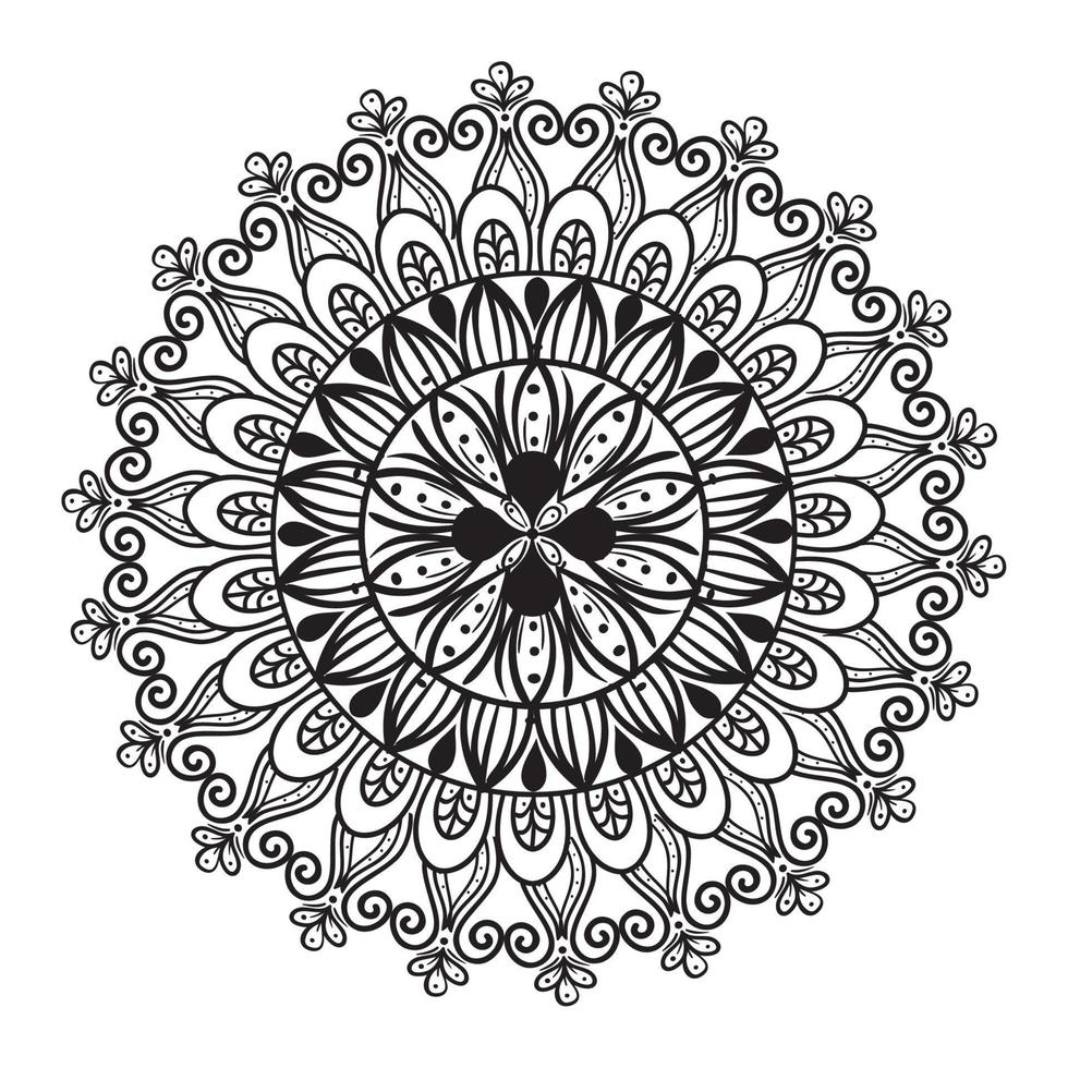 mandala de lujo de flor negra en fondo blanco, mandala de lujo vintage, decoración ornamental vector