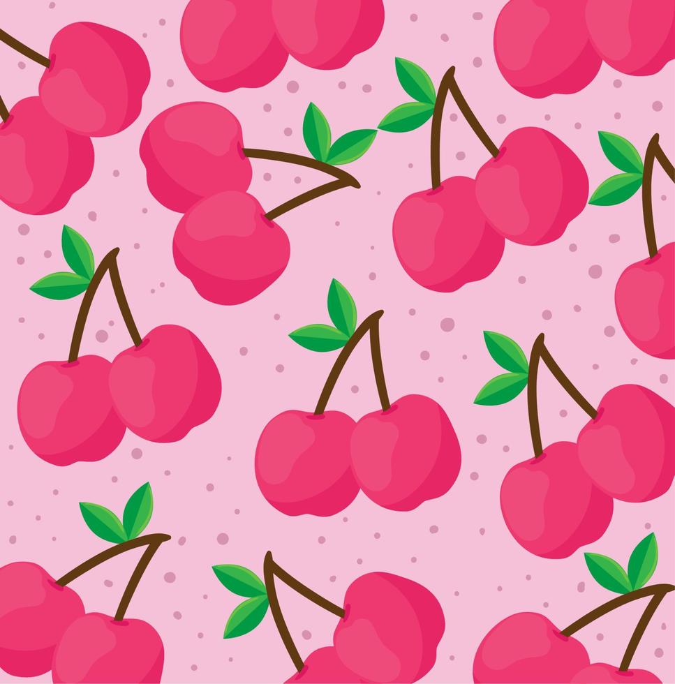 fondo de frutas cerezas frescas vector