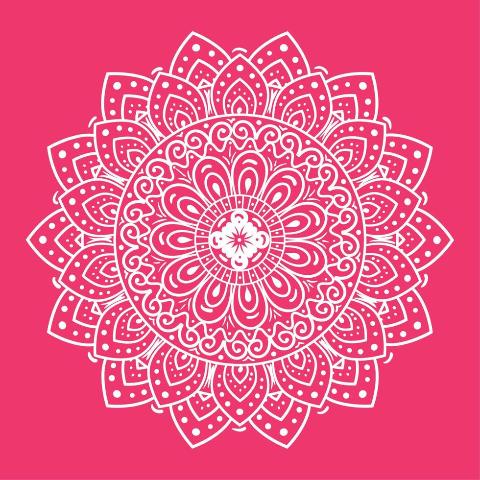 white luxury mandala in pink background, vintage luxury mandala, ornamental decoration vector