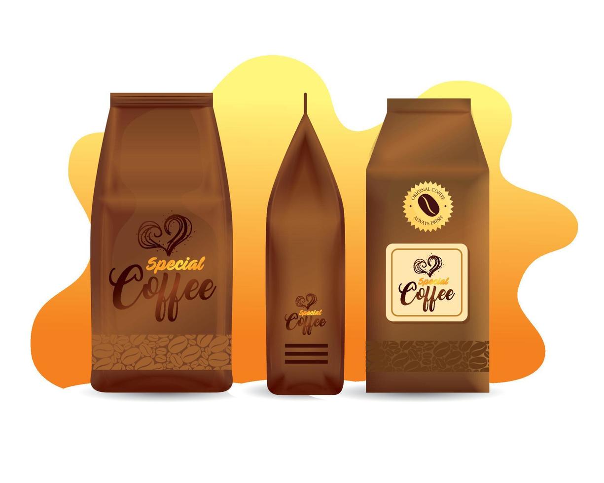 branding mockup coffee shop, corporate identity mockup, bags paper of special coffee vector