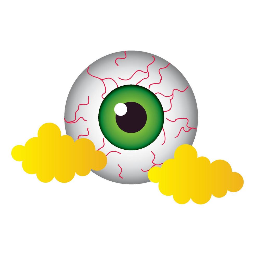 Halloween eye cartoon with clouds vector design