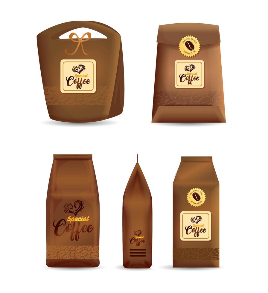 branding mockup coffee shop, corporate identity mockup, bags of special coffee vector