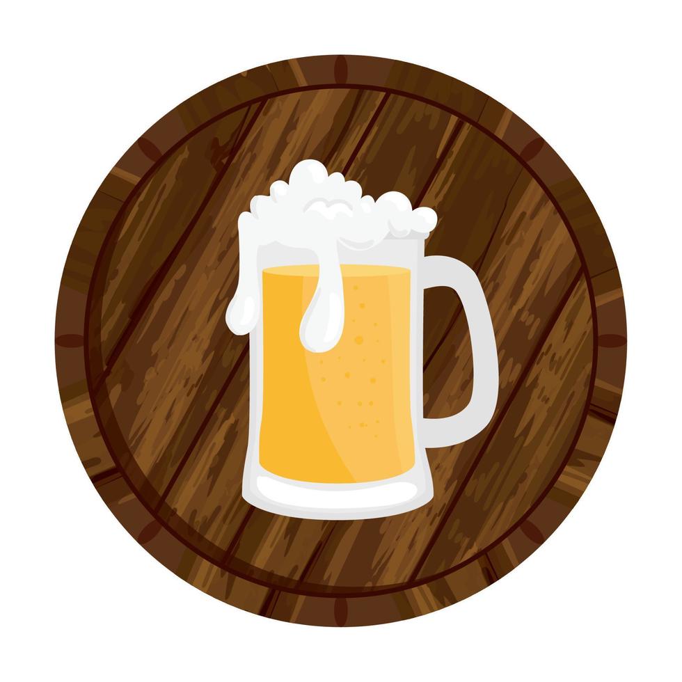 vaso de cerveza aislado en diseño vectorial de barril vector