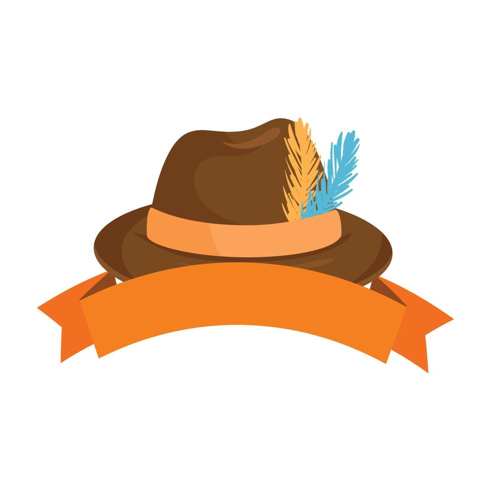 sombrero de oktoberfest con diseño de vector de cinta