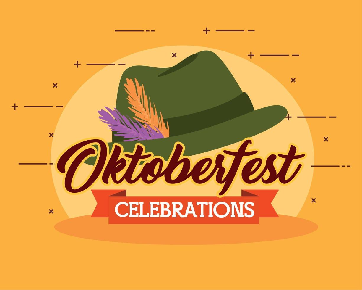 sombrero de oktoberfest con diseño de vector de cinta