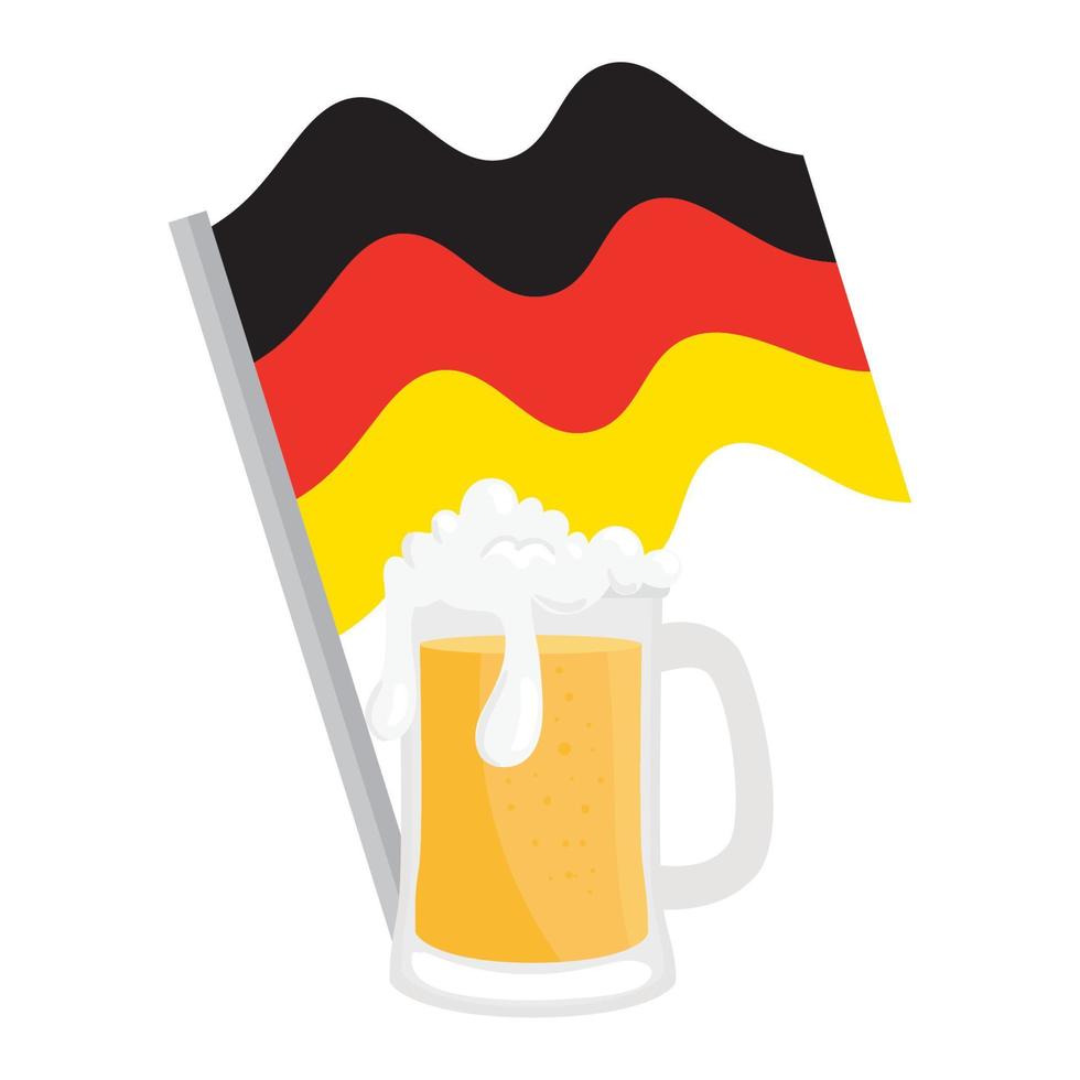 oktoberfest beer glass with germany flag vector design