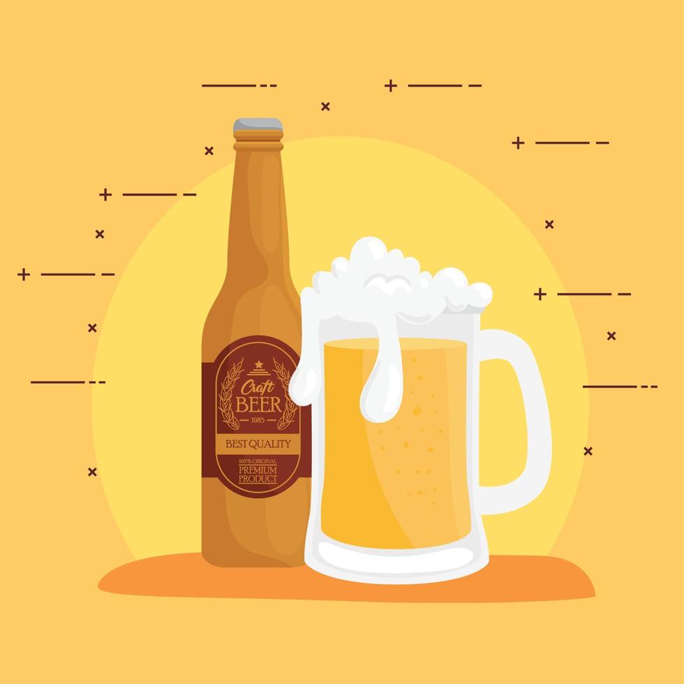 beer glass and bottle vector design