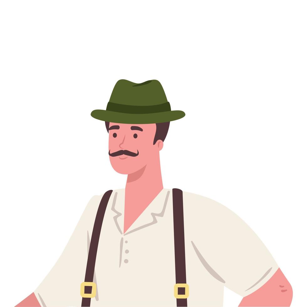 caricatura de hombre de oktoberfest con diseño de vector de tela tradicional