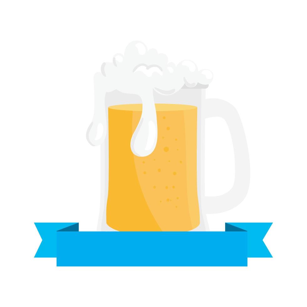 Isolated beer glass with ribbon vector design