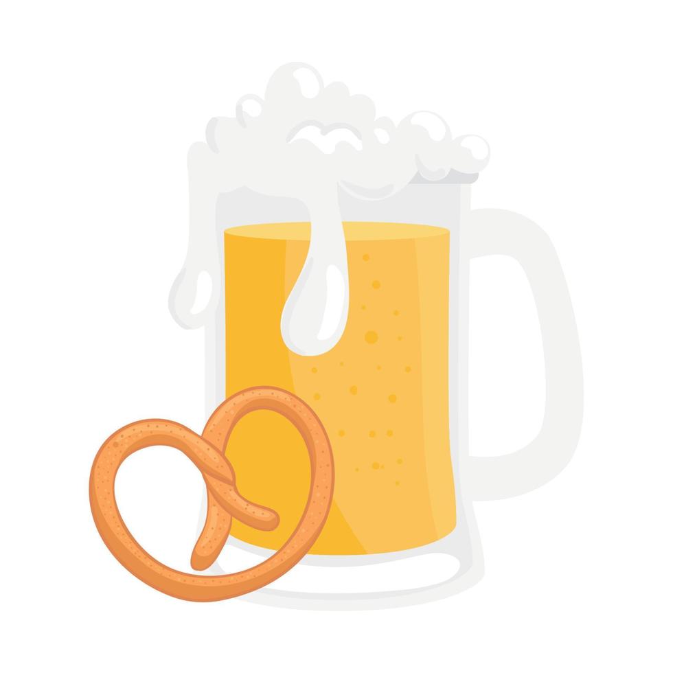 oktoberfest pretzel and beer glass vector design