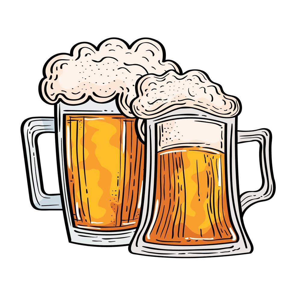 Isolated beer glasses vector design