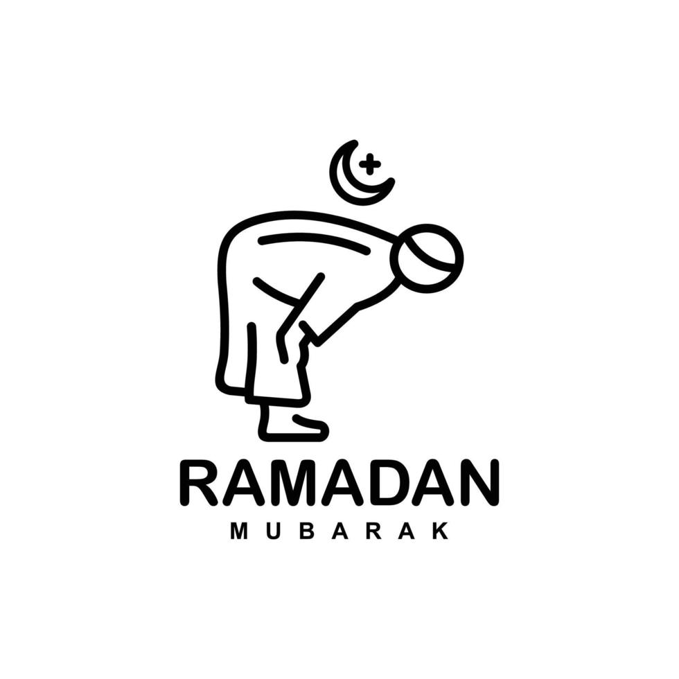 logotipo de Ramadán. Ilustración de vector de icono plano simple de oración islámica