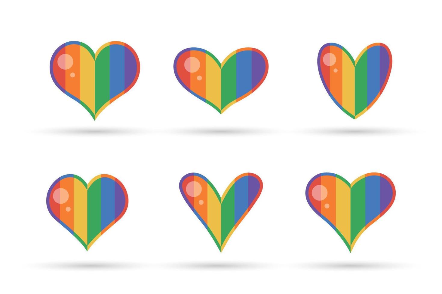 orgullo lgbt corazón vector icono conjunto, bandera del corazón del arco iris. ilustración vectorial aislada.