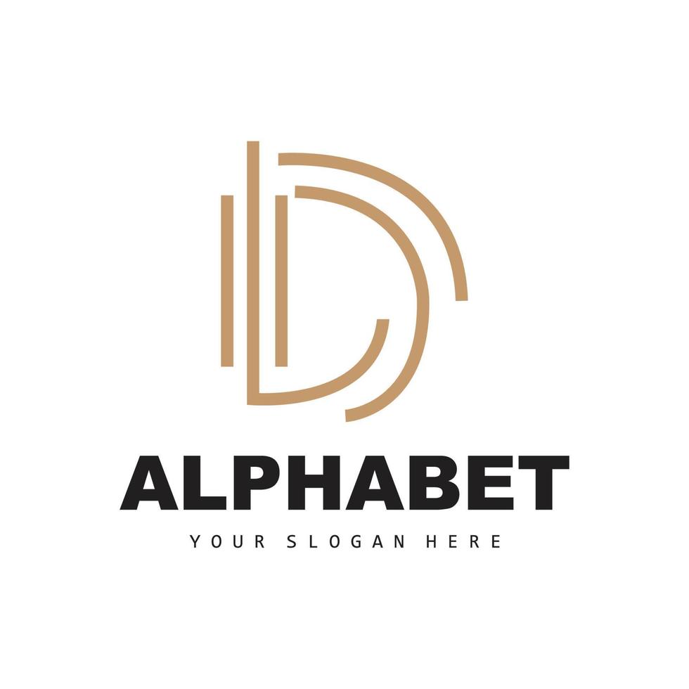 D Letter Logo, Simple Alphabet Design, Modern Minimalist Font Vector