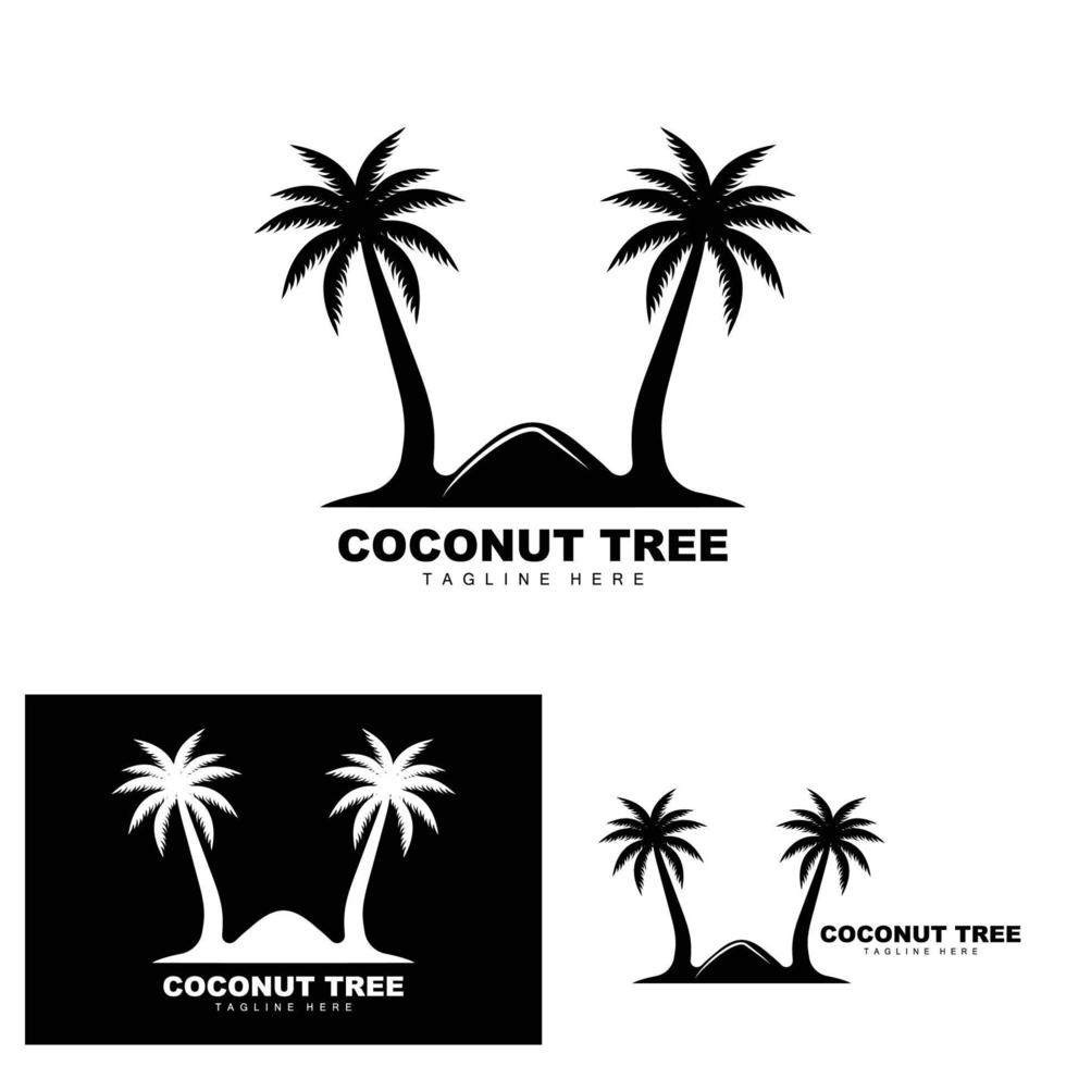 Coconut Tree Logo, Ocean Tree Vector, Design For Templates, Product Branding, Beach Tourism Object Logo vector