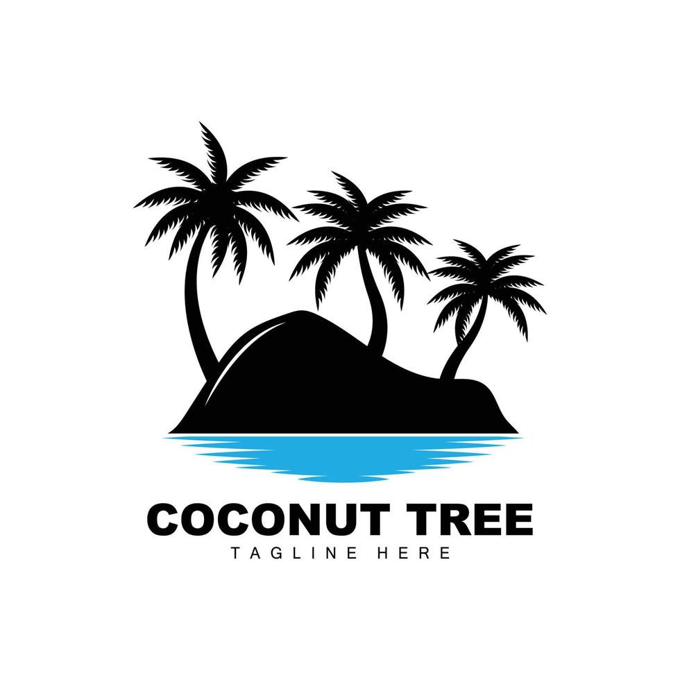 logotipo de árbol de coco, vector de árbol oceánico, diseño para plantillas, marca de producto, logotipo de objeto de turismo de playa